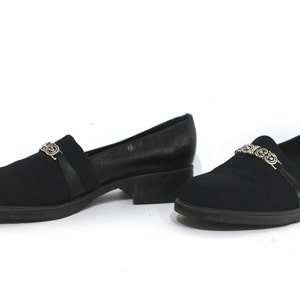 vintage BLACK leather women&#39;s size 9.5 M spring SUMMER nights flats shoes - U.S. women&#39;s size 9.5