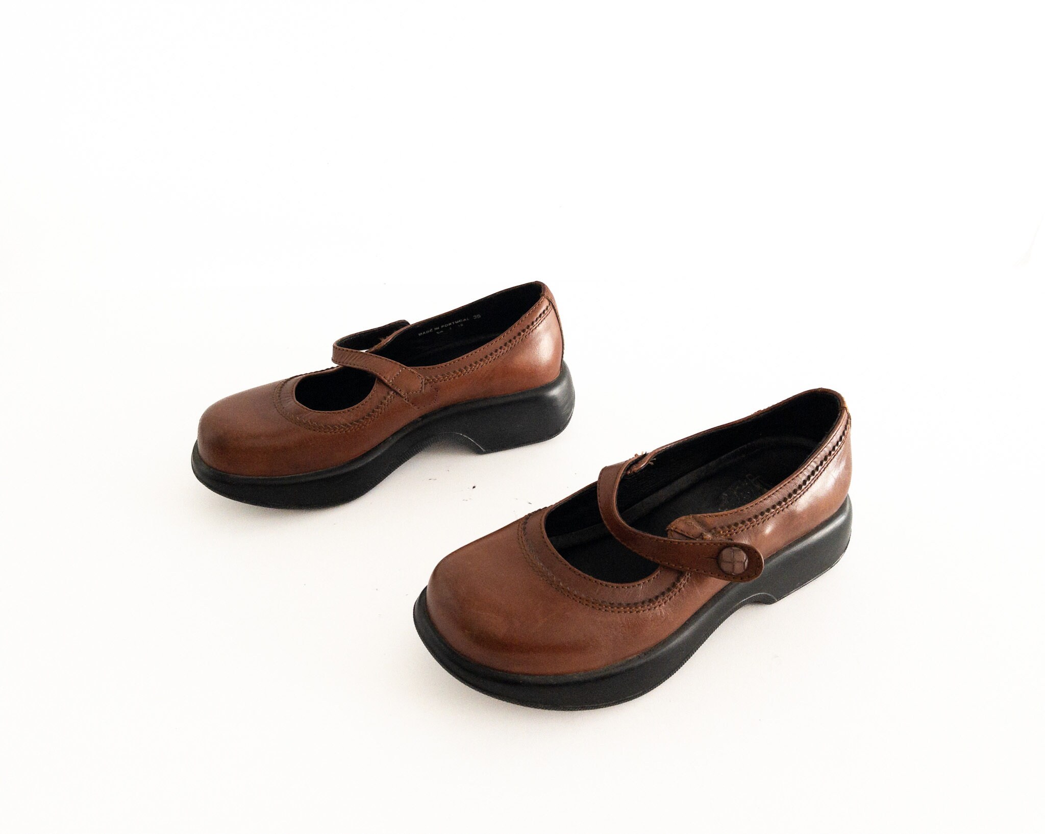 Schoenen Meisjesschoenen Mary Janes 90s brown leather mary jane platforms size 13 