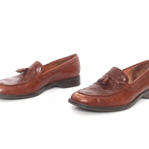 Loafers VTG 90s GH Bass Glossy Brown Leather Tassels Braid