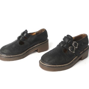 vintage BLACK skecher style MARY Jane's spectator leather platform shoes chunky leather shoes booties -- women's U.S. size 7.5 listed