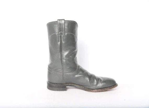 vintage JUSTIN brand COWBOY boots GREY women's si… - image 3