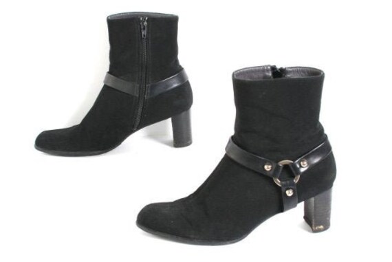 vintage CHELSEA style BLACK harness PLATFORM boots
