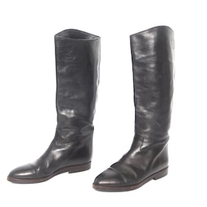 vintage TALL riding women&#39;s black BOOTS size 7 leather equestrian vintage boots -- Women&#39;s US Size 7 - Free Shipping