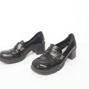Chaussures de motard à plateforme stomper en cuir noir des années 90 pour femmes vintage style HARLEY Y2K--taille américaine 6,5 pour femmes-livraison gratuite États-Unis