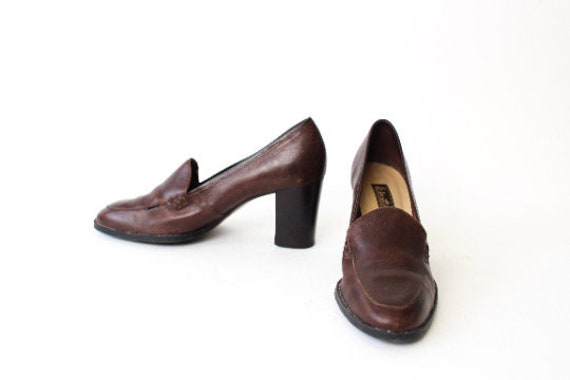 vintage PLATFORM daria brown leather women's 1990… - image 3