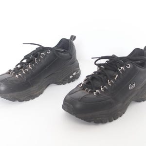 vintage SKECHERS black & silver platform runners doc marten's style platform women's size 7 shoes chunky DAD shoes -- great condition