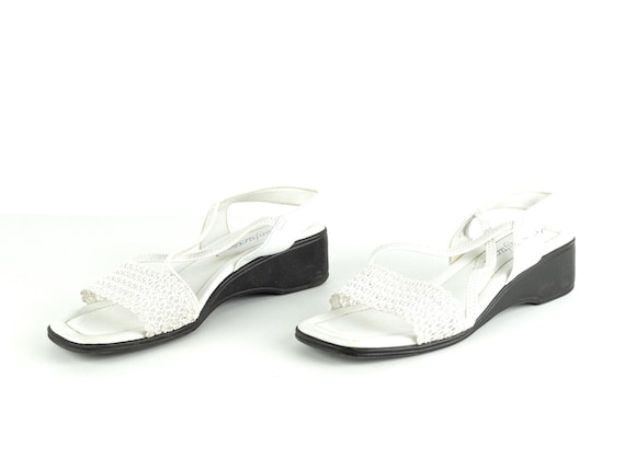 super SQUARE open toe mesh WHITE 90s y2k open san… - image 1
