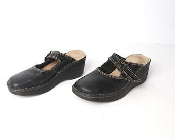 Vintage Kontrast Stich PLATTFORM grobstrick MARY JANE Folien Markenschuhe - Damen US Größe 7,5 gelistet