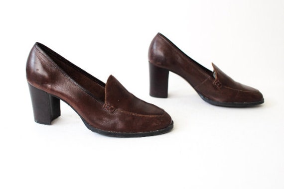 vintage PLATFORM daria brown leather women's 1990… - image 5
