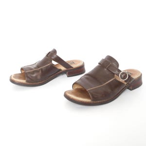 vintage BROWN mary JANE&#39;S leather platform slip on women&#39;s size 6.5 U.S. clogs platform shoes