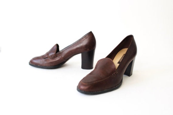 vintage PLATFORM daria brown leather women's 1990… - image 4