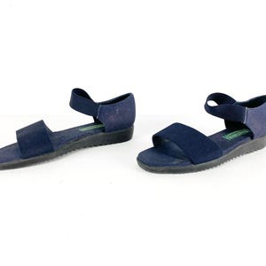 vintage 90s SUMMER strappy mary jane style BLUE fabric sandal flats -- size 8 women&#39;s -- FREE shipping U.S.A