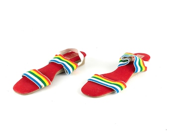 vintage RAINBOW strappy sandal flats women's 1970s shoes - size 7 -- FREE shipping in the U.S.A
