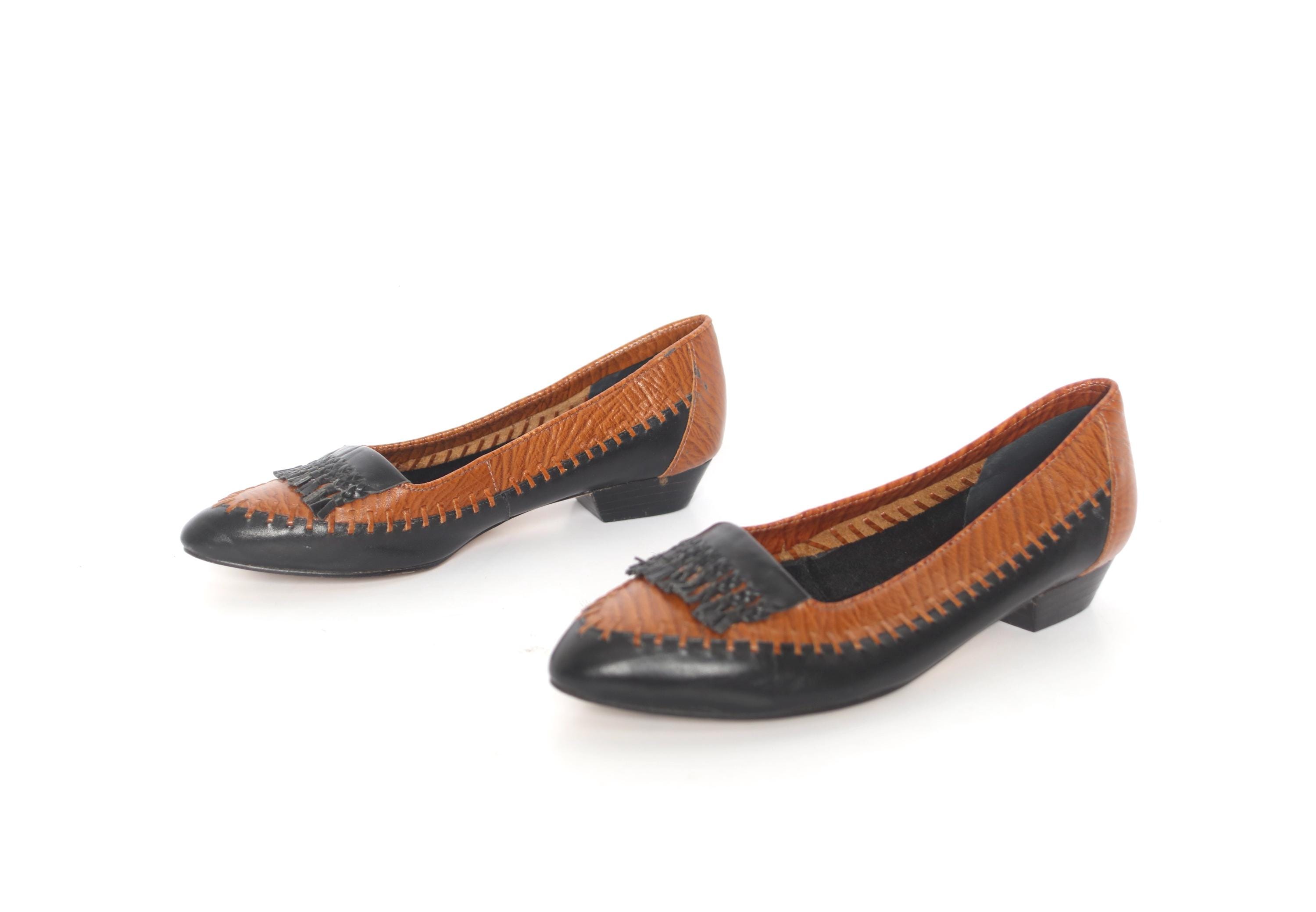 Vintage 1980 90s Oxford Fringe Penny LOAFER Style Derby