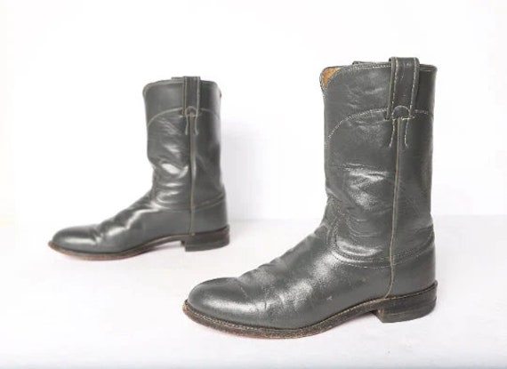 vintage JUSTIN brand COWBOY boots GREY women's si… - image 1