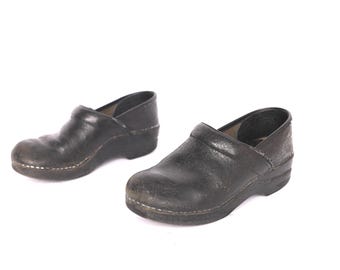 vintage LEATHER platform DANSKO clogs grunge women's size 7.5 vintage 90s grunge chunky platform shoes - womens size 7.5 - FREE shipping