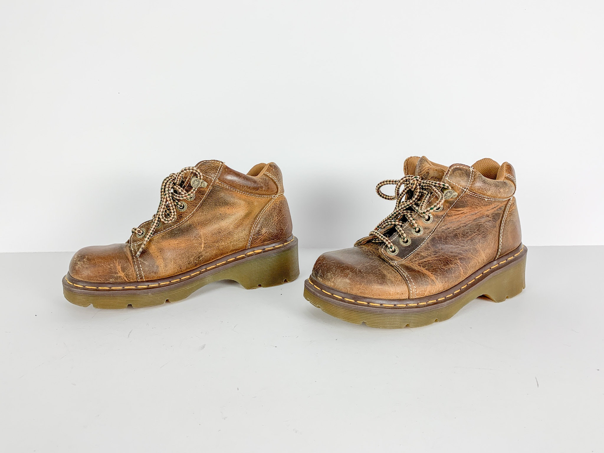 Vintage Dr Doc Martens Yolanda Boots Brown Leather Chunky Grunge