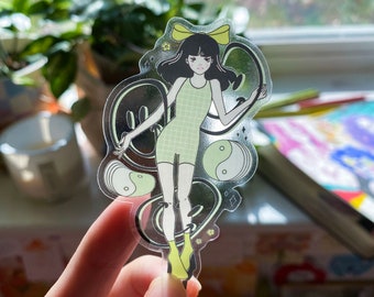 Melon Girl Cute Illustration Funky Clear Waterproof Sticker