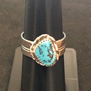 Sleeping Beauty turquoise nugget Sterling Silver Ring Sz 7