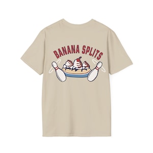 Two sided Banana Splits Bowling Shirt - Split Happens-Blank name -we have a Unisex ghost T-Shirt custom name available