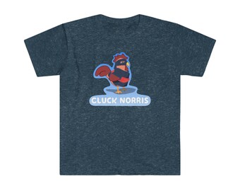Cluck Norris Adult Sizes - Ninja Chicken animation style tee Unisex Softstyle T-Shirt
