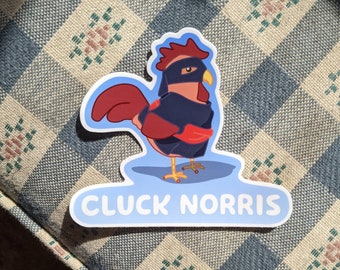 Cluck Norris the Ninja Chicken - indoor outdoor decal high res vinyl Blue.y inspired style original character