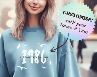 Custom Sweatshirt Swiftie Inspired, 1989 Unisex Light Blue Sweater, Personalized Name and Year, Embracing Swifties Clothing Aesthetic Gifts
