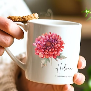 Flower Mug Gift, Custom Birthflower Mug, Gift for Mothers Day, Personalized Gift, Custom Mug Birth Flower Mug Gift for Friend, Floral Mug