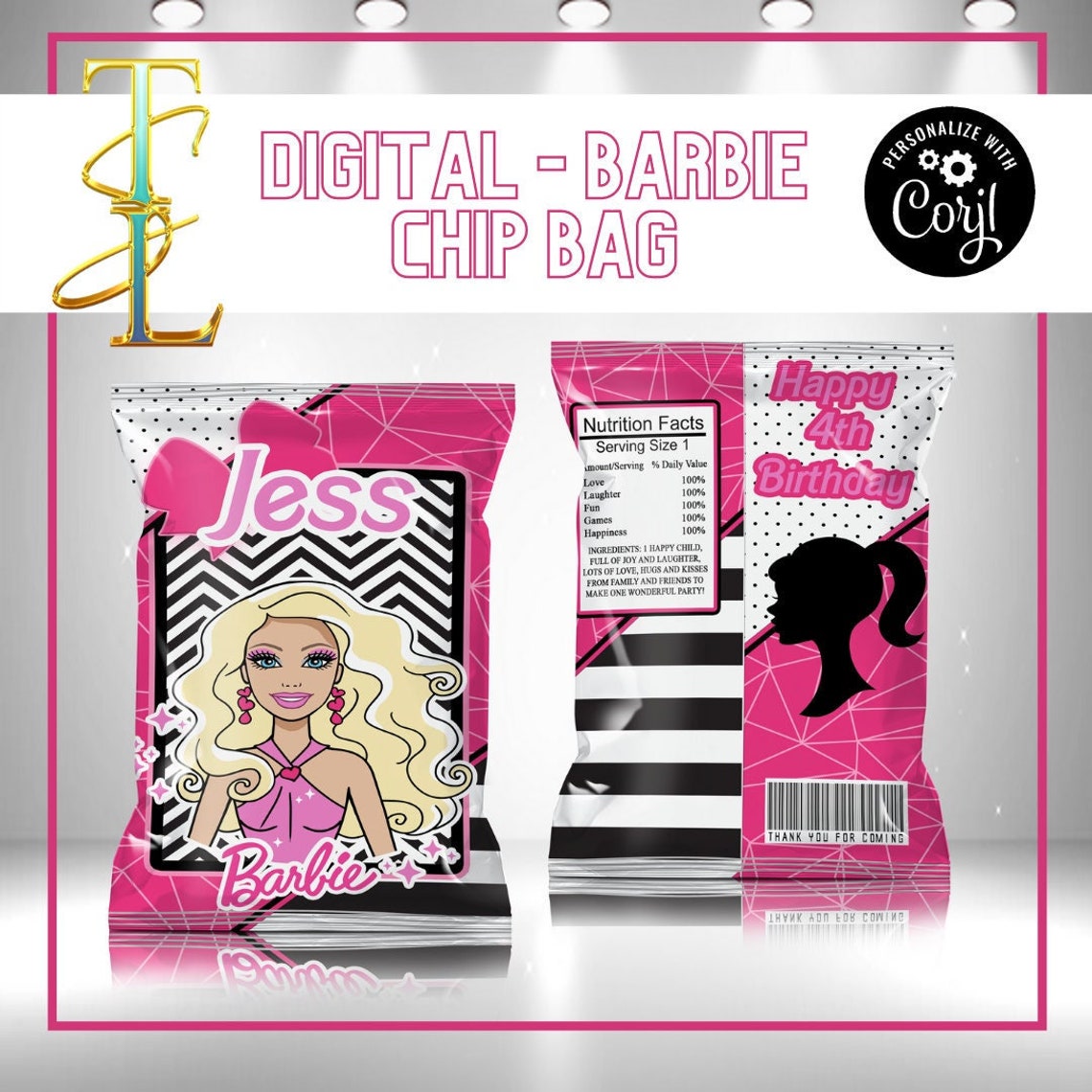 Doll Chip Bag DOLL Party Barbie Chip Bags Rice Krispy | Etsy