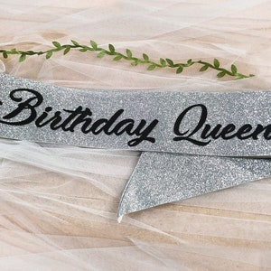 USA Premium Glitter Birthday Sash - Birthday Queen - Party Sash Different Colors