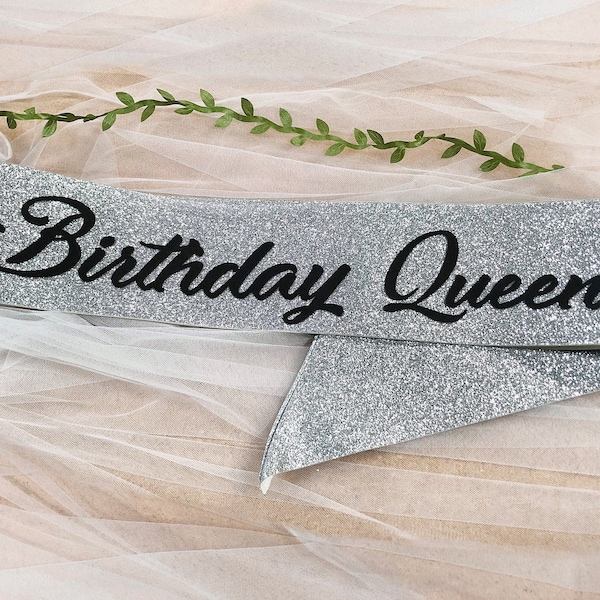 USA Premium Glitter Birthday Sash - Birthday Queen - Party Sash Different Colors