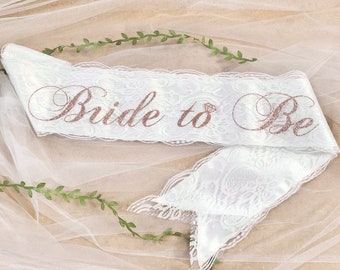 Lace Satin Sash - Bride to Be Bachelorette Party Sash