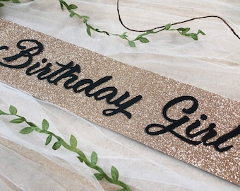 Premium Glitter Birthday Sash - Birthday Girl - Party Sash Different Colors