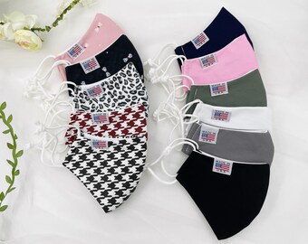 USA Made Cotton Face Mask: 3-Layer, Reusable, Adult Sizes