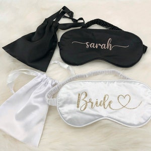 Custom Eye Mask Personalized Satin Sleep Mask Set Bachelorette Party Gift Bridesmaid Gift Different Colors