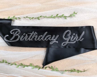 Premium Birthday Sash Satin Rhinestone Heat Stone - Birthday Girl - Party Sash Different Colors