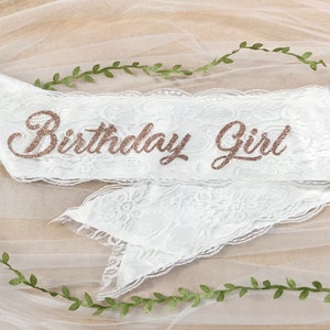Lace Satin Sash - Birthday Girl Party Sash - Different Colors