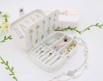 New Portable Jewelry Box Organizer Leather Jewelry Ornament Case