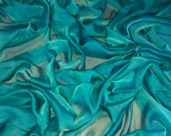 1METER NEW TWO TONE Teal//PINK cationic SMOOTH SOFT QUALITY CHIFFON 58WIDE
