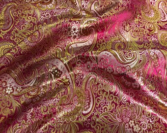 1 MTR TWO TONE PURPLE METALLIC FLORAL BROCADE FABRIC 45” WIDE NEW IN STOCK £3.99