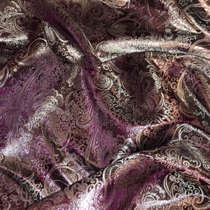 1 mtr maroon/silver paisley metallic brocade fabric..58"wide