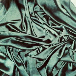 1 mtr dark green lightweight silky charmeuse satin fabric..58&quot; wide