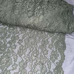 1 sage green floral guipure scalloped stretch lace