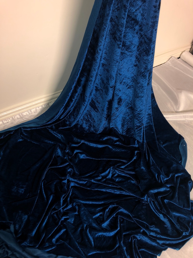 1 Mtr Luxury Teal Blue Velour Velvet Fabric..58 Wide C | Etsy