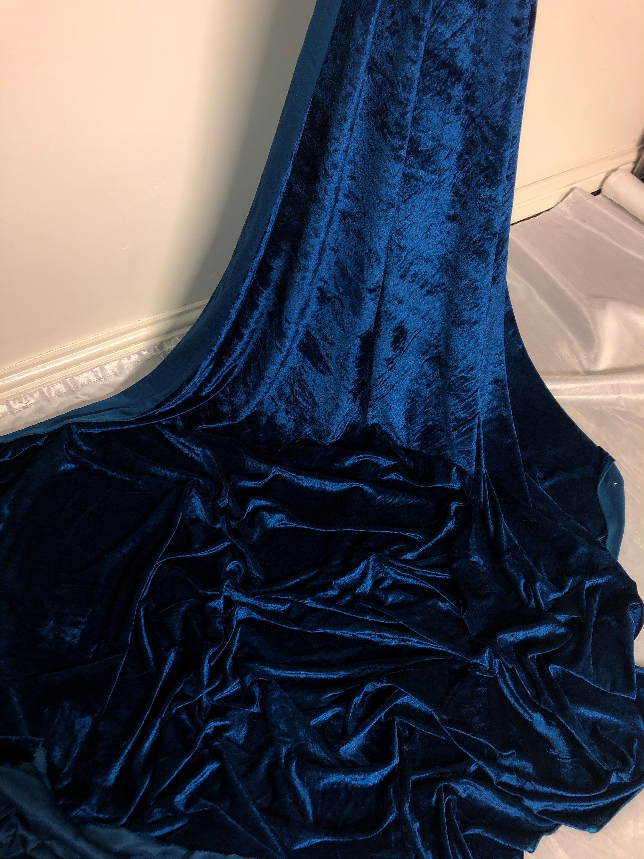 1 Mtr Luxury Teal Blue Velour Velvet Fabric..58 Wide C - Etsy UK