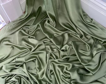 1 mtr sage green lightweight silky charmeuse satin fabric..58" wide