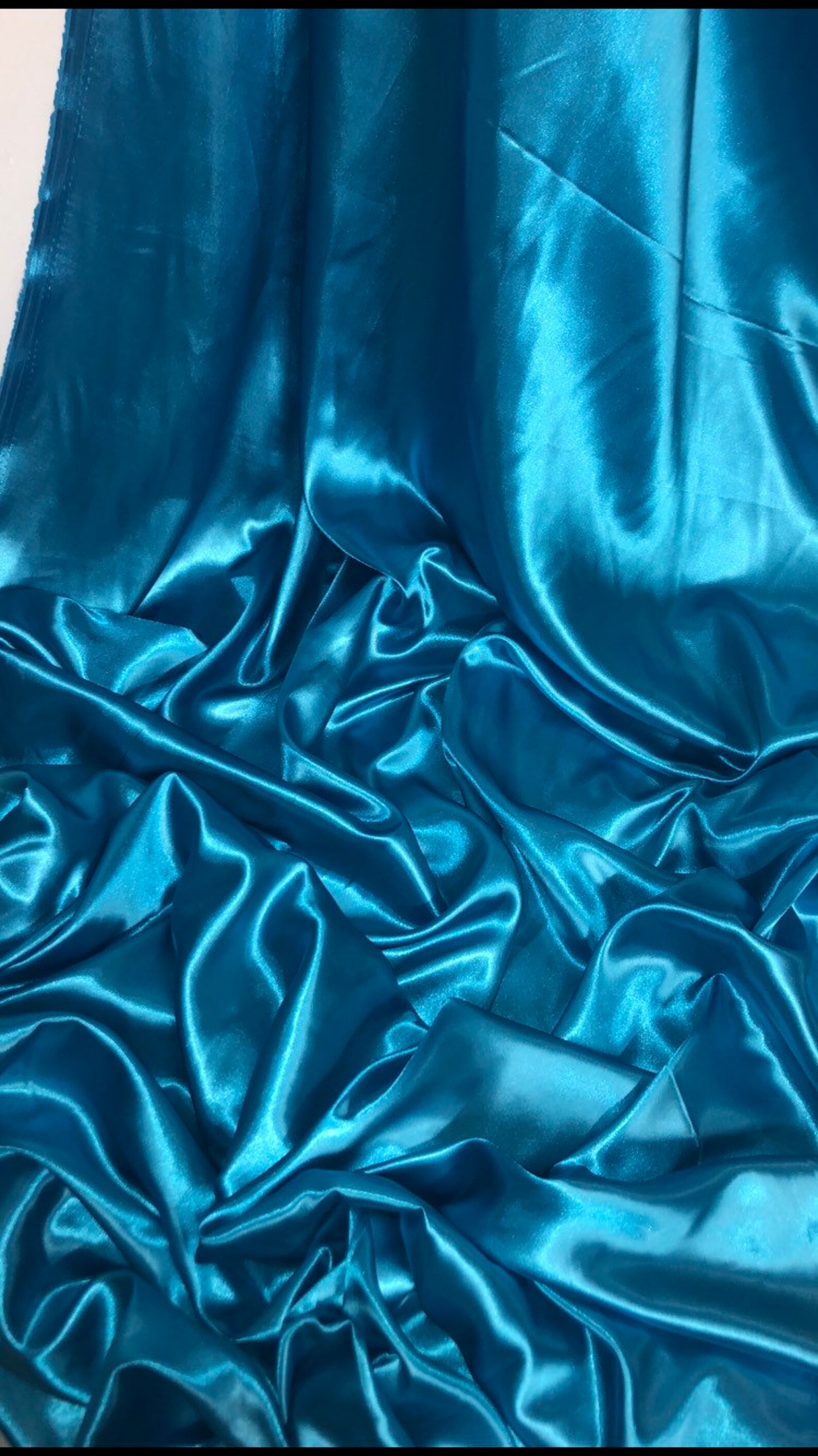 Bright turquoise silky polyester satin fabric..58wide Etsy