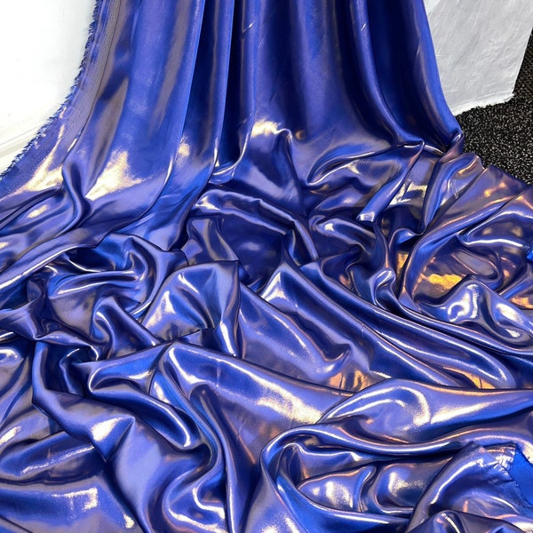 Royal blue/gold shimmer on satin dress,bridal fabric..58" wide (147cm) F