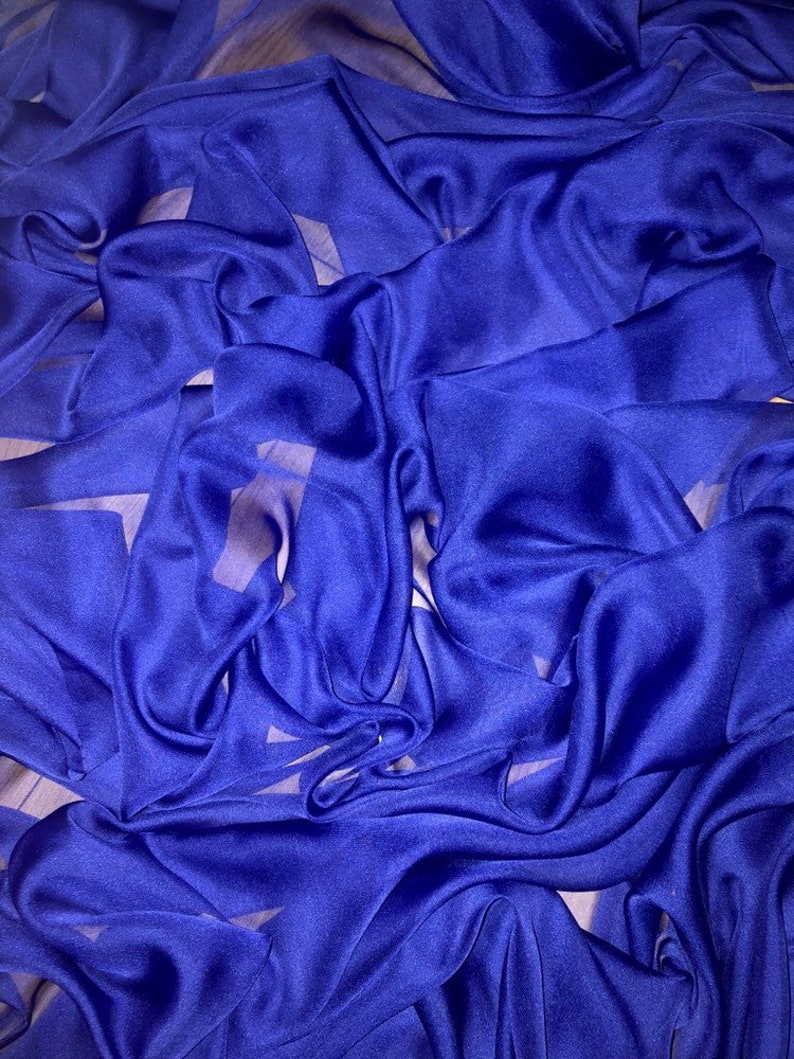 1 x Meter Royal blue Chiffon Fabric 58” Wide Soft Sheer Bridal Dress Making