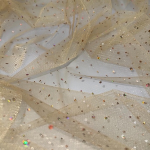 1 mtr gold hologram sequin tulle net fabric..58” wide